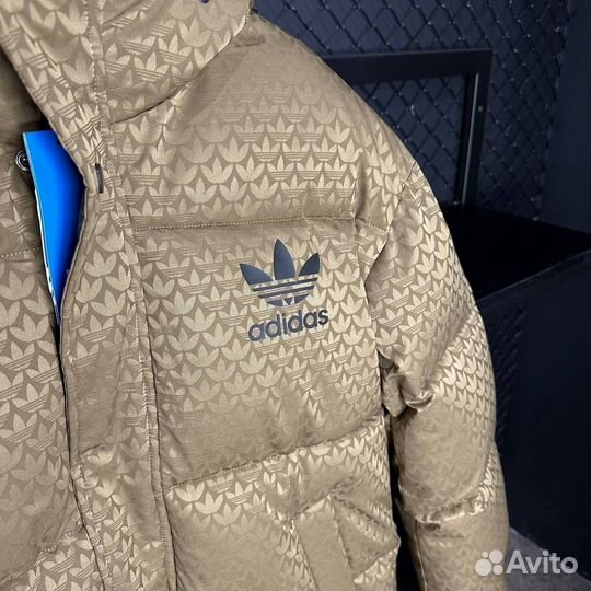 Куртка зимняя Adidas Monogram бежевая