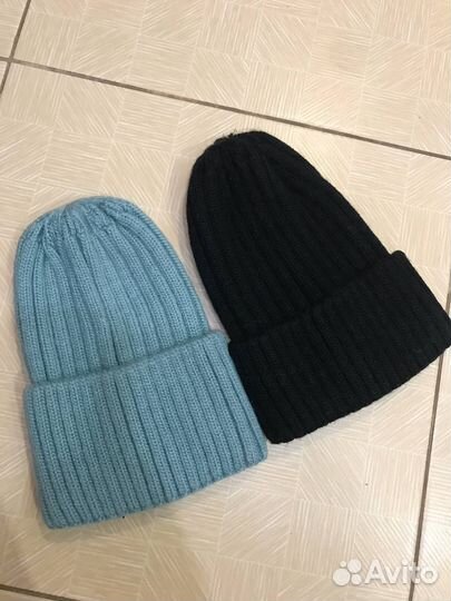 Шапка вязанная двойная с отворотом