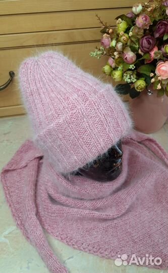 Шапка Косынка комплект из ангоры