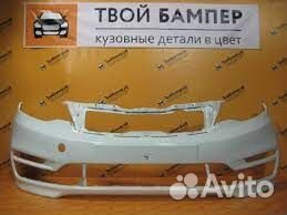 Киа рио 2015-2017 передний бампер белого цвета