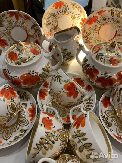 Сервиз чайный Вербилки Маки Руч. Роспись