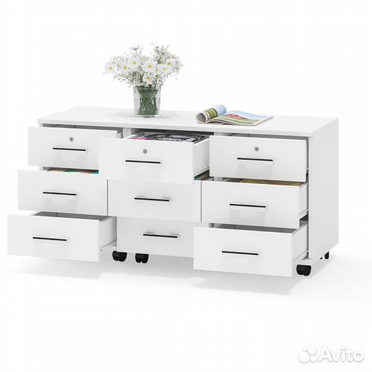 Три выкатных тумбы Мебельный Двор 3-02 цвет белый шагрень, шхгхв 120х45х59 см