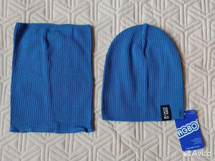 Новая весенняя шапка снуд 52-54 Agbo голубая мальч