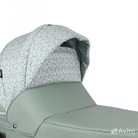 Коляска MIO 2в1 (Indigo) шалфей кожа+зеленый узор