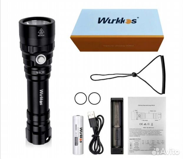 Фонарь дайвинга Wurkkos WK20 1000lm жёлтый свет