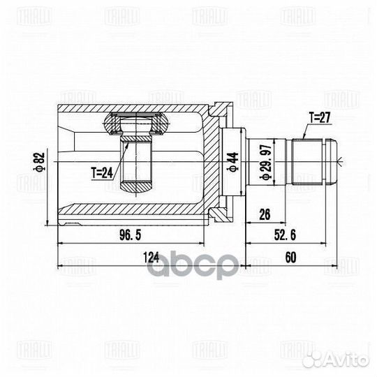 ШРУС BMW 5(F10) 09- внутр.лев. go819 Trialli