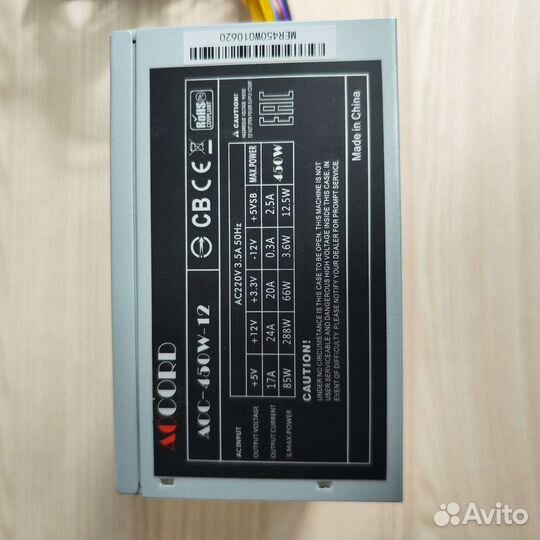Блок питания Accord ACC-450W-12