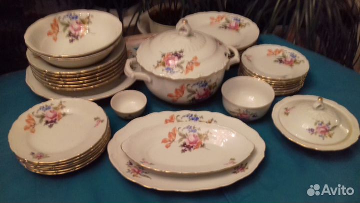Сервиз столовый,Мейсенский букет