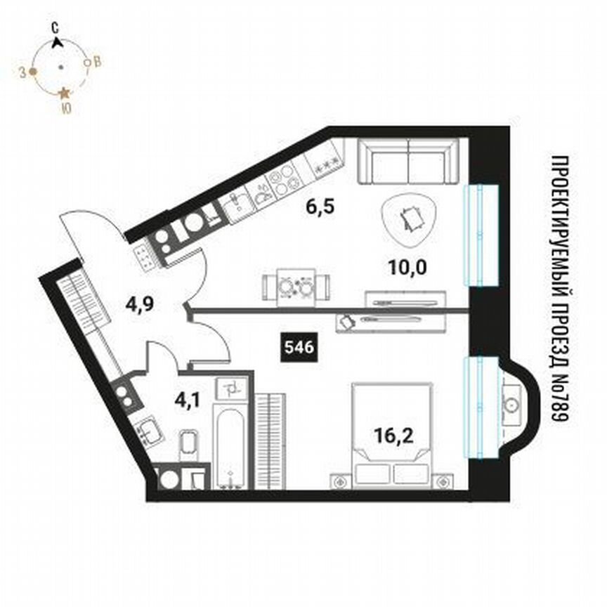 2-к. квартира, 41,7 м², 27/28 эт.
