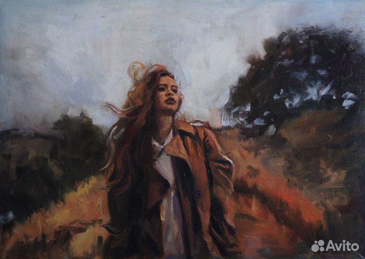 Картина маслом на холсте девушка