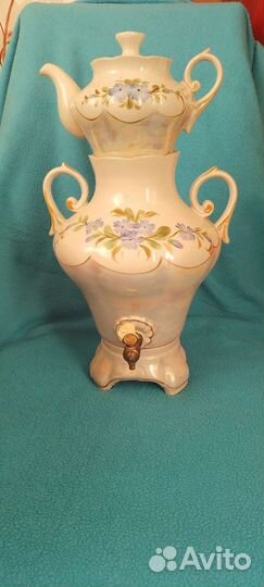 Самовар электрический фарфоровый СССР с чайничком