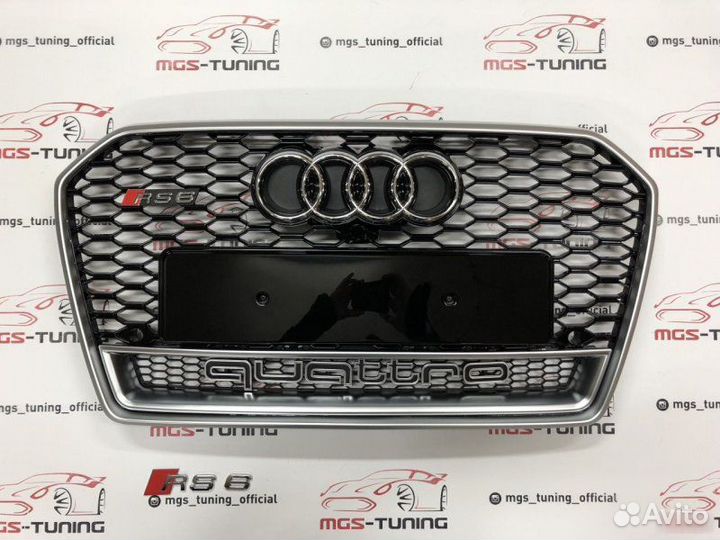 Решетка на Audi A6 в стиле RS6 14-18 гг. дизайн 1