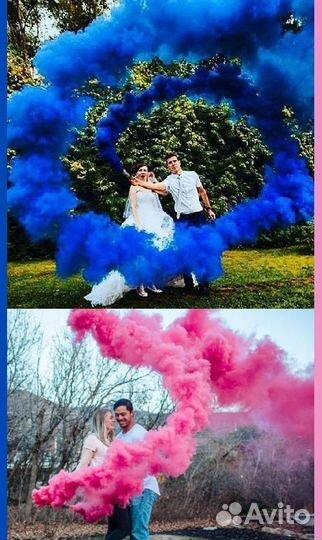 Цветной дым ручной для Гендер Пати с наклейкой