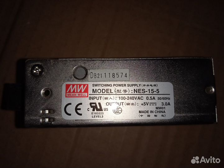 Блок питания 5В 3А 15Вт NES-15-5