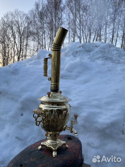 Самовар на дровах латунный 3 литра