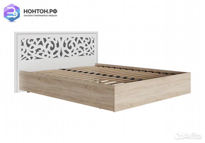 Кровать Мадлен 1.6 м дуб сонома светлый / ясень бе