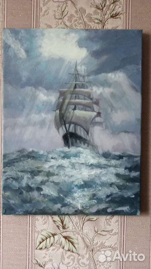 Картина маслом на холсте корабль море