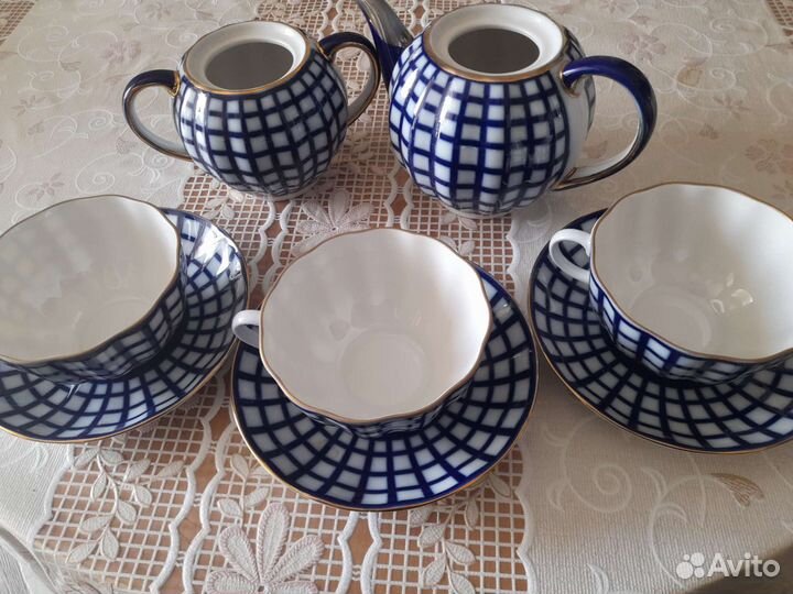 Сервиз кобальтовая сетка. лфз