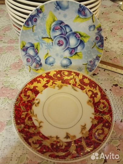 Тарелка винтаж кобальт Дулево Сирень Вербилки винт
