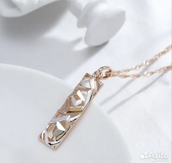 Комплект серьги и кулон (подвеска) позолота 585RG