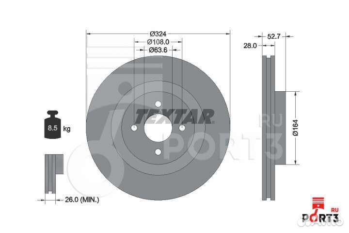 Тормозные диски ford focus RS 324x28