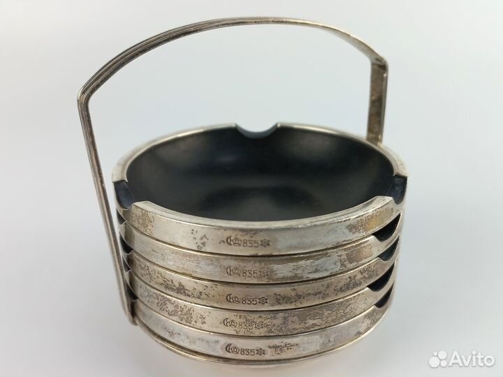 Набор пепельниц. Германия, XX в. Серебро, бакелит