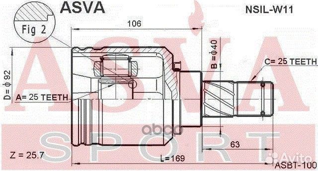 Шарнирный комплект, приводной вал asva арт. nsi