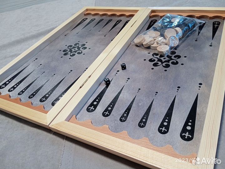 Нарды средние Серые, чёрный узор