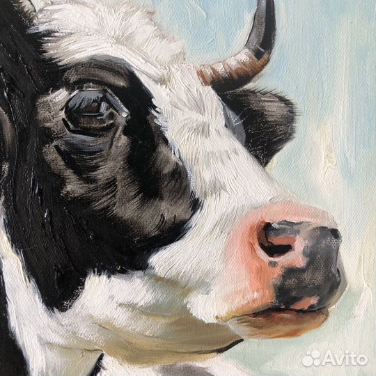 Картина корова маслом на холсте