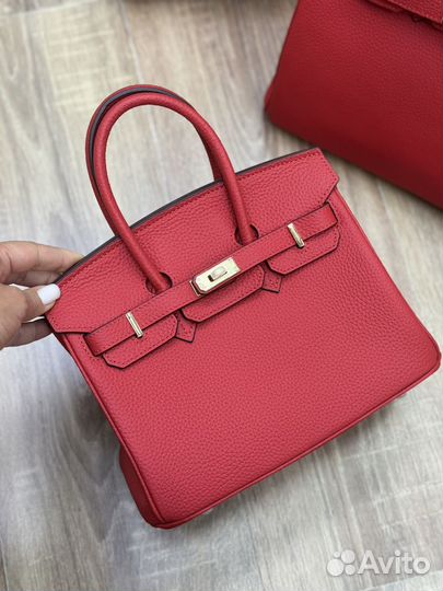 Сумка Hermes Birkin 25 натуральная кожа красная