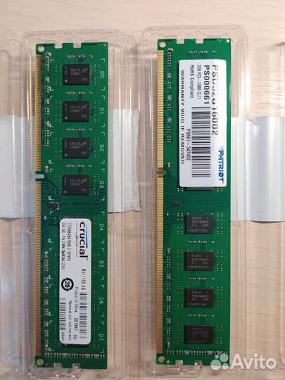 Оперативная память ddr3 2гб (Patriot и Crucial)