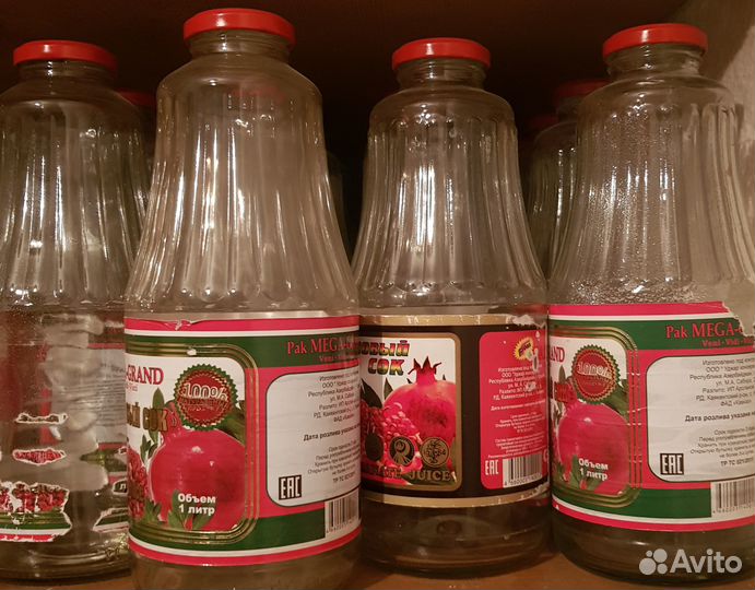 Стеклянная бутылка под сок 1л