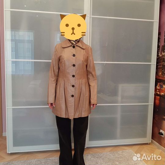 Кожаный плащ тренч