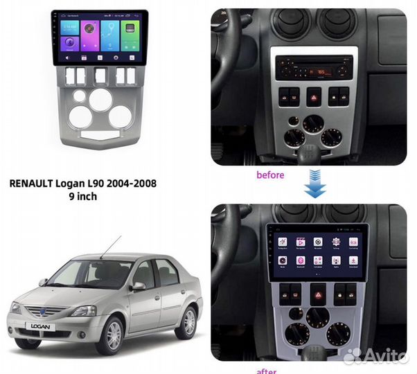 Магнитола android 10 2/32 Renault Logan 1