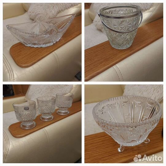 Хрустальный салатник хрусталь СССР бокалы