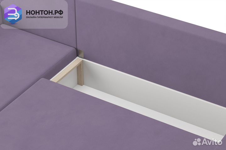 Диван угловой еврокнижка Мидгард сиреневый