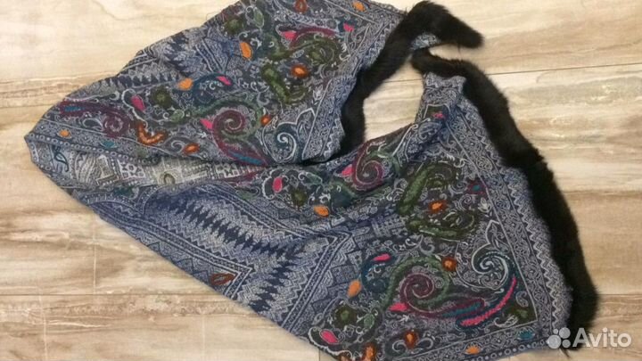 Палантин шерсть с мехом