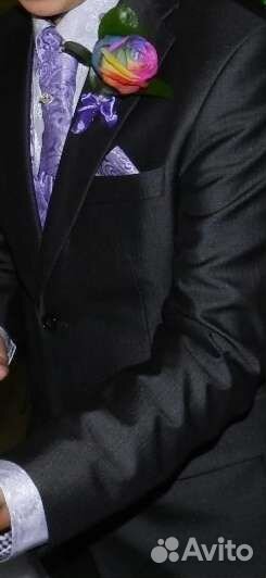 Жилетка, галстук и платок сиреневые