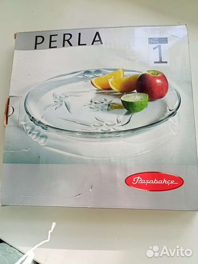 Стеклянное блюдо Perla 30см