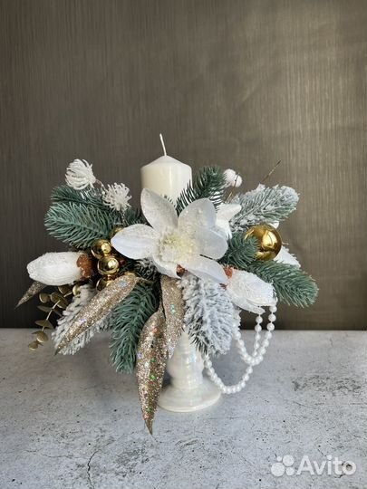 Новогоднее украшение/новогодний декор/подсвечник