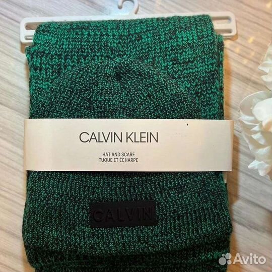 Новый мужской комплект шапка, шарф Calvin Klein ор