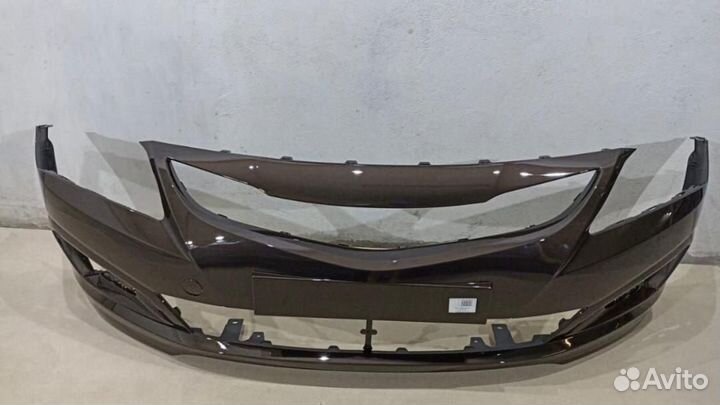 Бампер белый передний на Hyundai Solaris 2014-2017