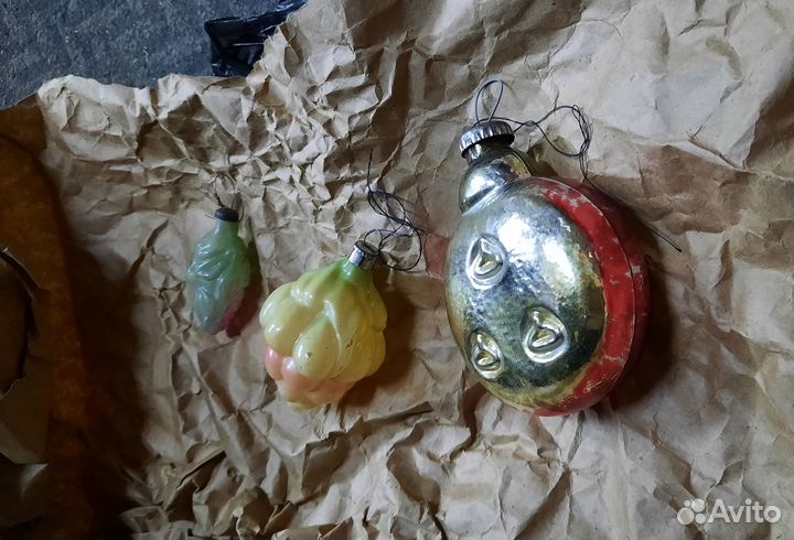 Ёлочные игрушки стекло СССР часы циферблат