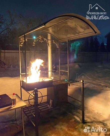 Мангал с печью под казан