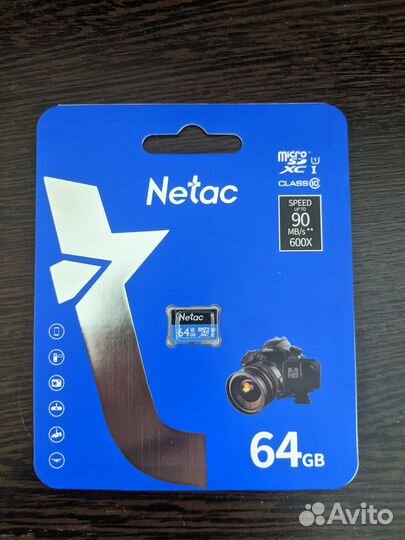 Карта памяти Netac MicroSD 64GB 90Mb (Новая)