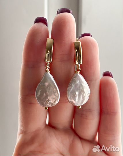 Серьги с натуральным жемчугом