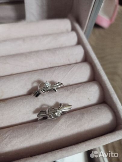 Серьги белое золото с бриллиантами