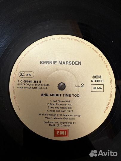 Пластинка Bernie Marsden. And About Time Too 1979