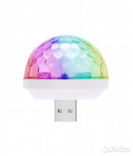 Светодиодный мини диско шар с микрофоном в авто