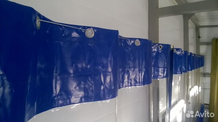 Шторы пвх для автомойки синие